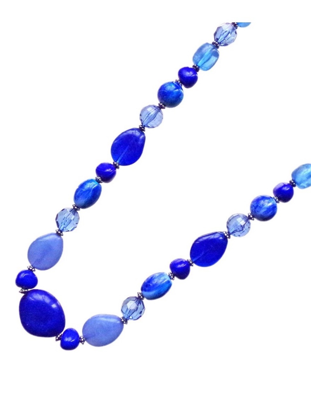 Long Light Blue Boho Bead Necklace Statement Jewelry w/seed beads 37.5” New